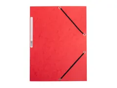 Elastomap A4 Met 3 Kleppen Karton Rood Voor 200 Vel Pak 10 Stuks