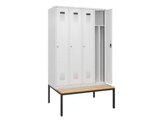 locker met bank,voor scheiding van kleding,HxBxD 2120x1200x815mm,4vak - 1