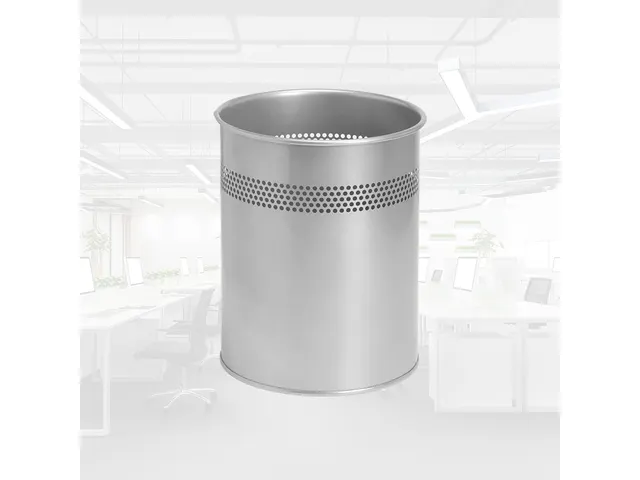 Papierbak BRASQ 15 liter zilver metaal