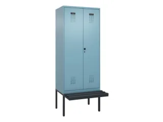PBM-locker met bank,HxBxD 2120x800x815mm,2vak,vak B 400mm,draaigrendel - 2