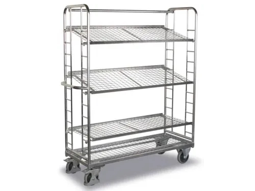 Bijzetwagen Verzinkt 400kg H 1851mm 4 Etages Draadgaas 1570x637mm