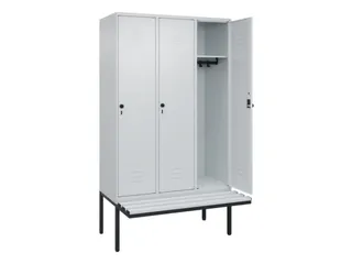 locker met bank,HxBxD 2120x1200x815mm,3vak,vak B 400mm,draaigrendel - 2