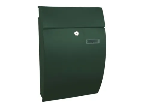 muurbrievenbus,staal,groen,HxBxD 480x322x155mm,inworp/uitname voor