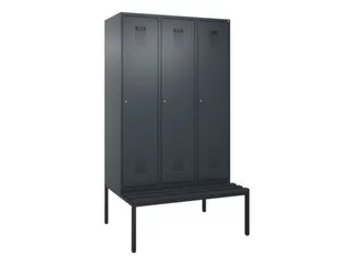 locker met bank,voor scheiding van kleding,HxBxD 2120x1200x815mm,3vak - 1