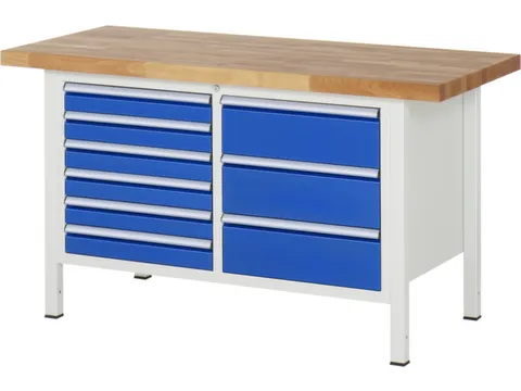 werkbank,HxBxD 840-1040x1500x700mm,beukblad,draagverm. 1250kg,4voeten