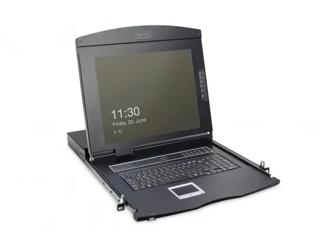 17 inch LCD KVM-console 8-poorts CAT 5 Zwitsers toetsenbord Zwart