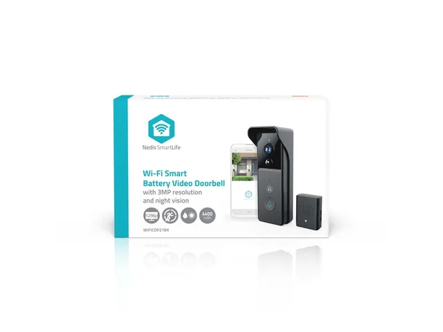 Videodeurbel Nedis Smartlife Wifi 3MP Full HD 1296p zwart