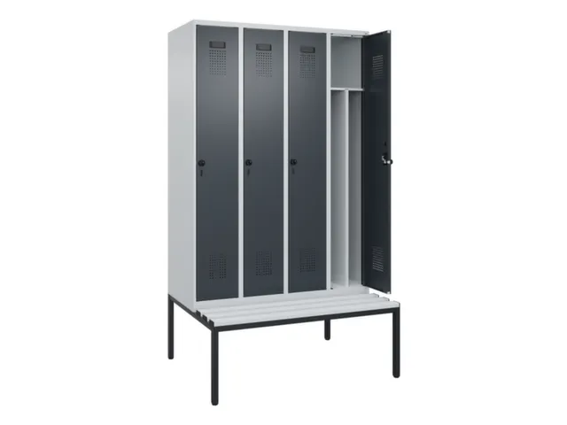 locker met bank,voor scheiding van kleding,HxBxD 2120x1200x815mm,4vak