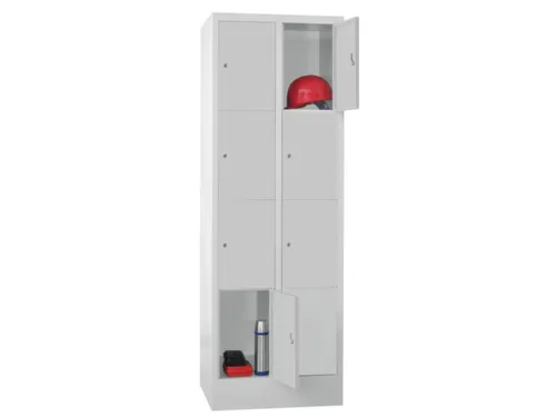 lockerkast,HxBxD 1850x600x500mm,2x4vakken,RAL7035,front RAL7035