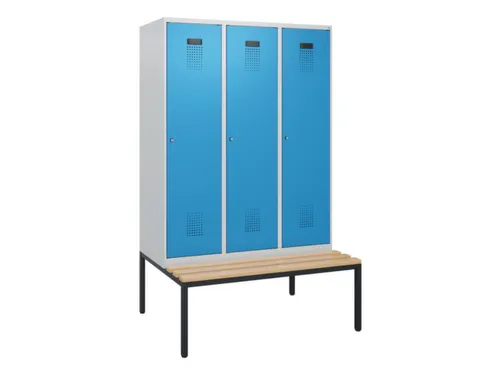 locker met bank,HxBxD 1950x1200x815mm,3vak,vak B 400mm,cilinderslot