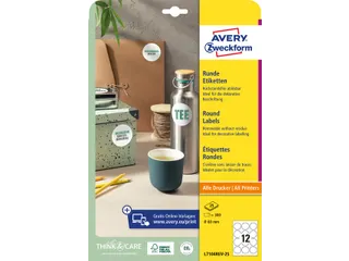 Etiket Avery L7104REV-25 rond 60mm wit 300 stuks 25 vel - 3