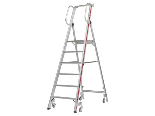 verrijdbare platformladder,bordes HxBxD 1420x440x400mm,6treden
