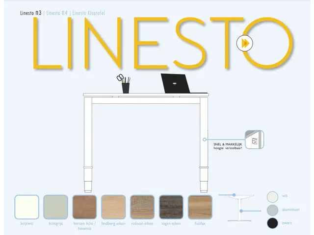 Bureau Linesto N3 hoogte instelbaar 160x80cm Blad Havana, Alu poot