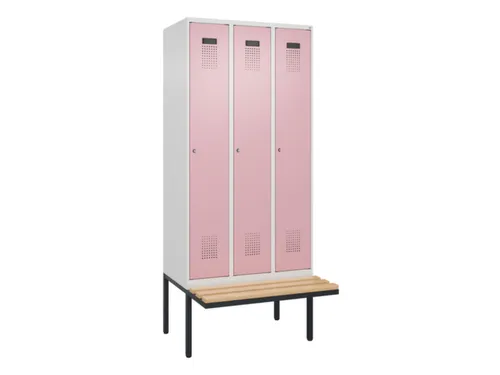 locker met bank,HxBxD 2120x900x815mm,3vak,vak B 300mm,cilinderslot