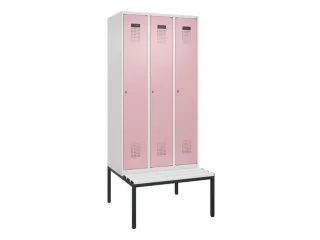 locker met bank,HxBxD 2120x900x815mm,3vak,vak B 300mm,cilinderslot - 2