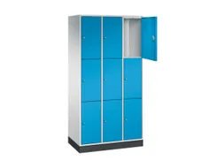 lockerkast,RAL 7035/RAL 5012,HxBxD 1950x920x500mm,3x3vakken,cil.-slot