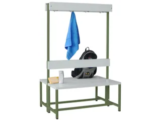 Omkleedbank 1000mm Kunststof Zitlat Kledinghaken Dubbelzijdig Ral6011 - 2