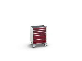 ladekast verrijdbaar 880x650x525mm 5laden romp RAL7035 front RAL3004 - 7