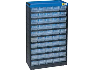 magazijnkast HxBxD 525x300x135mm 50laden behuizing zwart/blauw - 1