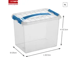 Q-line opbergbox 9L transparant blauw - 30x20x22,3cm