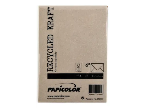 Envelop Papicolor C6 114x162mm Kraft bruin Gegomd