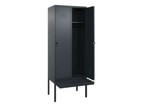 locker met bank,HxBxD 2120x800x815mm,2vak,vak B 400mm,draaigrendel