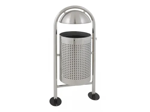 Ronde buitenafvalbak met regendak 27 Liter RVS