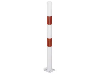Afzetpaal Ronde Buis Ø 60Mm Vast Met Bodemplaat Platte Kop Wit/rood - 1