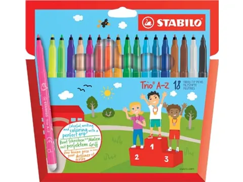 Trio A-Z viltstift 18 stuks geassorteerd