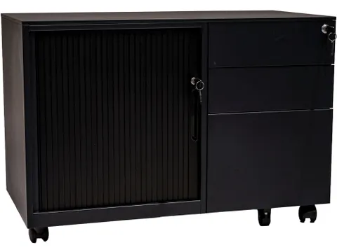 Verrijdbaar ladeblok Rechts met schuifdeurkast Zwart