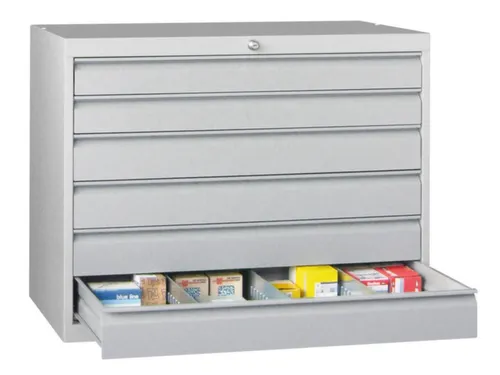 ladekast 800x1023x600mm 6laden cilinderslot RAL7035 front RAL7035