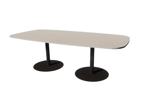 Linesto vergadertafel 240x120 deens ovaal lichtgrijs 25mm zwart