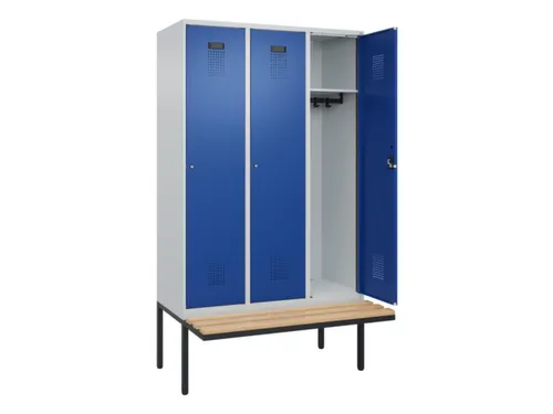 locker met bank,HxBxD 2120x1200x815mm,3vak,vak B 400mm,cilinderslot
