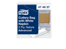 Tork 474637 Bestekzakje naturel met wit servet