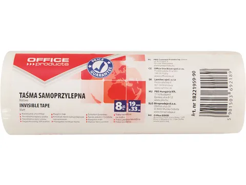 Office Products Plakband 19mmx33m mat Schrijfbaar oppervlak 8 stuks