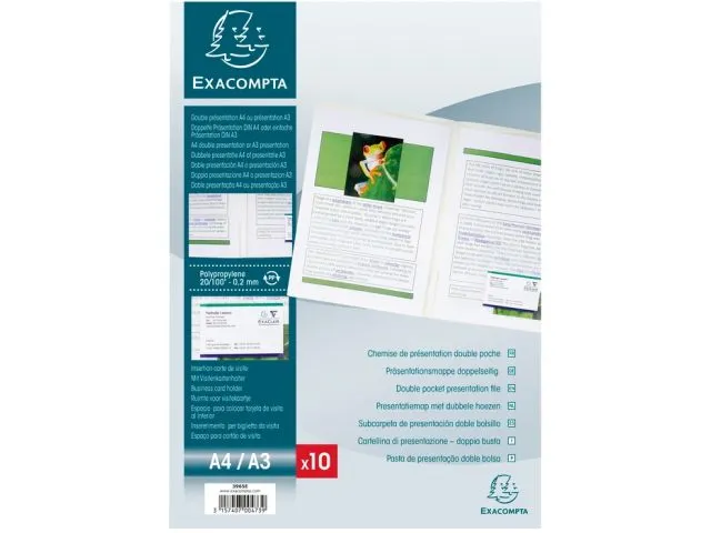 OUTLET 10 Tweezijdige Presentatiemappen Soepele Kaft Pp 20/100ste Tran