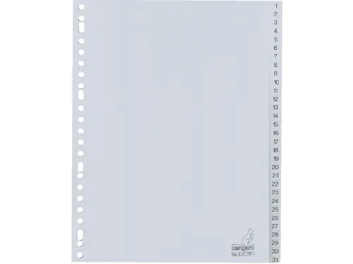 Tabbladen Kangaro A4 23-gaats G431CM 1-31 genummerd grijs PP