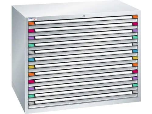 ladekast HxBxD 1000x1205x695mm 12laden RAL7035 front RAL7035