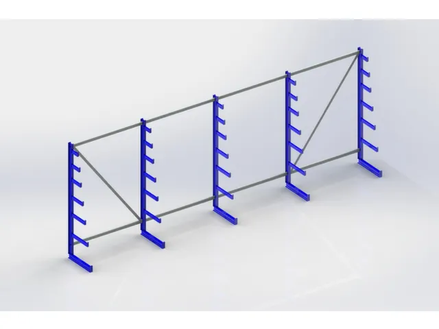 Rayonnage canitlever universel HxlxP 2000x5400x590mm 7bras (pied inclu