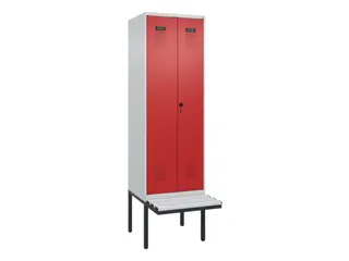 PBM-locker met bank,HxBxD 2120x600x815mm,2vak,vak B 300mm,draaigrendel - 2