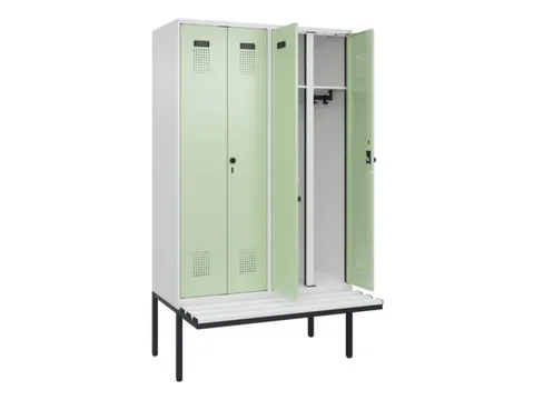 locker met bank,voor scheiding van kleding,HxBxD 2120x1200x815mm,4vak