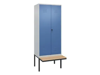 PBM-locker met bank,HxBxD 2120x800x815mm,2vak,vak B 400mm,draaigrendel - 1
