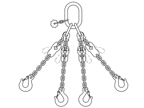 Hijsketting 4 Sprong Draagvermogen 6.7t Nuttige L 1m Verkortbaar