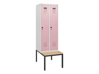 locker met bank,HxBxD 1950x600x815mm,2vak,vak B 300mm,draaigrendel - 2