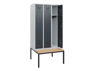 locker met bank,HxBxD 1950x900x815mm,3vak,vak B 300mm,cilinderslot - 1