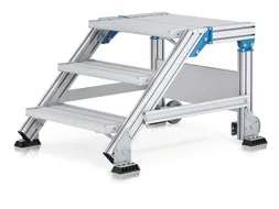 bordestrap,verrijdbaar,bordes H 0,4m,2treden,45° helling,aluminium