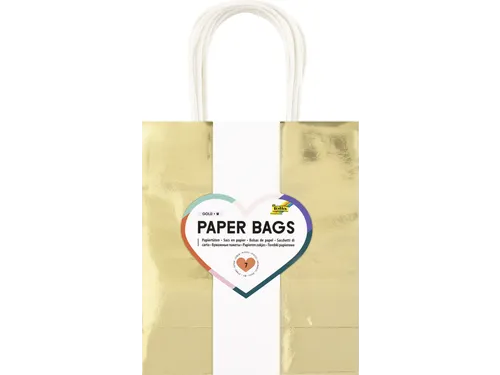 Cadeautas Folia goud kraft 18x21x8cm 7 stuks