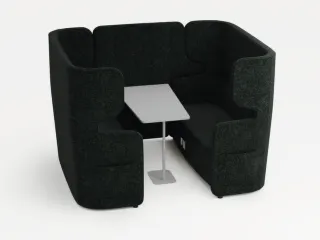 Zitgroep,2Banken,Tafel,4-Zits,Geluidabsorberend,Stof Antraciet - 2