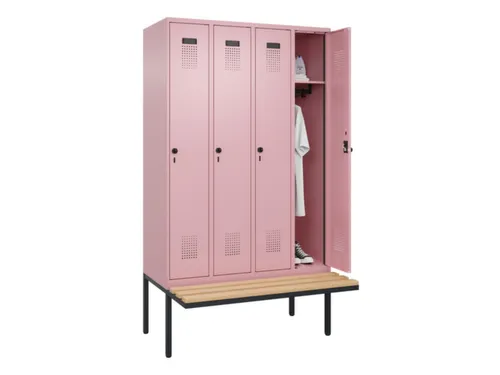 locker met bank,HxBxD 2120x1200x815mm,4vak,vak B 300mm,draaigrendel