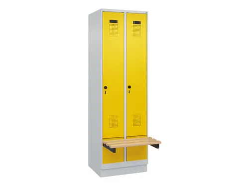 locker met bank,HxBxD 1950x600x815mm,2vak,vak B 300mm,draaigrendel